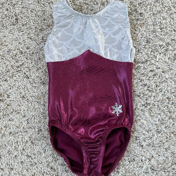 Snowflake Designs gymnastics leotard metallic purple, silver size small - Picture 1 of 2